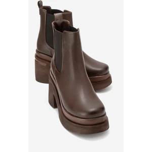 Emma Kahverengi Cilt Kadın Platform Topuklu Bot