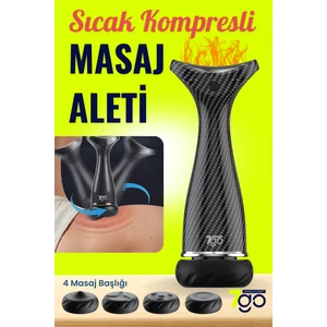 7go 7gmg4 Sıcak Kompresli Masaj Tabancası | 4 Başlık, 4 Kademe, Sessiz & Derin Masaj, 1500MAH Şarjlı