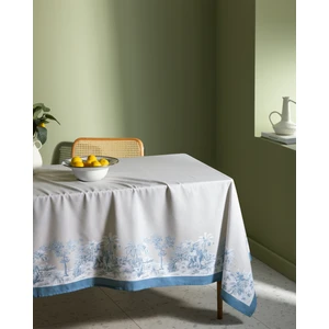 Madame Coco Ravage Polycotton Masa Örtüsü - Gri/Mavi - 150x150 cm