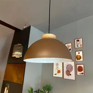 Yimpi Sütlü Kahve Avize Ahşap Tekli Sarkıt Salon Kuaför Cafe Dekoratif Aydınlatma Pastane