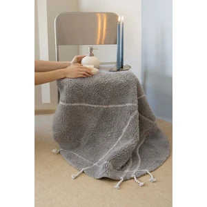 Travertine Yuvarlak Banyo Paspası %100 Pamuk 100X100 Gri