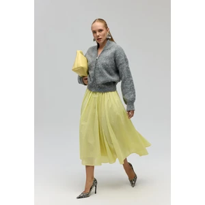Amaya Bilek Hizasında Pileli Sarı Etek