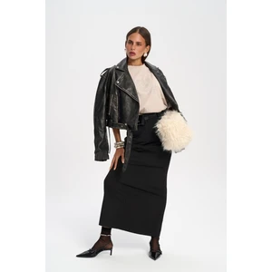 Bruno Çizgili Siyah Etek