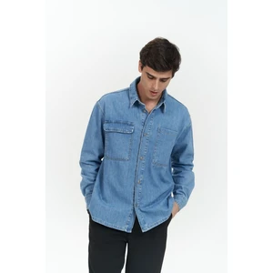 Ethan Mavi Erkek Jean Gömlek