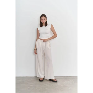 Harmony Yan Bağlama Ekru Pantolon