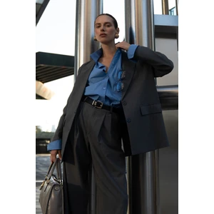 Jessical Çizgili Füme Blazer