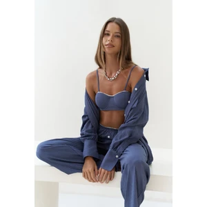 Melia Dantel Detay Indigo Üçlü Takım