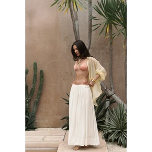 Gabbiano Bağcıklı Pileli Ekru Keten Etek