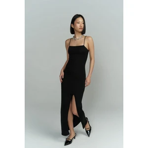 Cintia  Sırt Dekolteli Siyah Triko Elbise