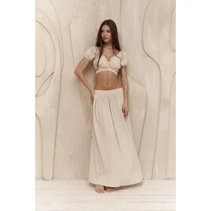 Indriya Bej Crop Etek Takım