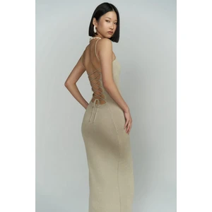 Cintia Sırt Dekolteli Taş Triko Elbise