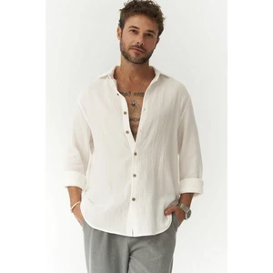 Herman Erkek Oversize Beyaz Müslin Gömlek