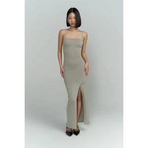 Cintia Sırt Dekolteli Gri Triko Elbise