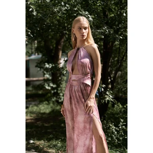 Ruadhan Boncuk Detaylı Bordo Uzun Elbise