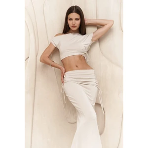 Ivan Büzgülü Bej Crop Etek Takım