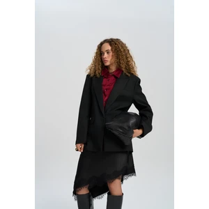 Catroux Gömlek Yaka Detaylı Siyah Blazer