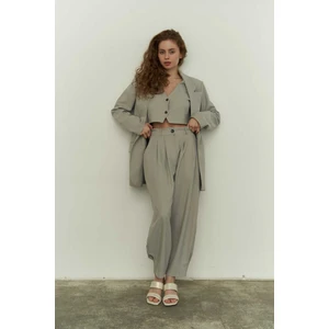 Polly Gri Üçlü Ceket Takım