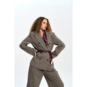 Bianda Çizgili Füme Blazer