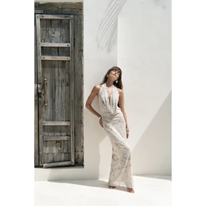 Galagher Degaje Bej Uzun Elbise