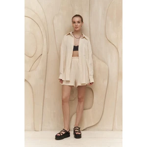 Cosmos Bej Müslin Şort Takım