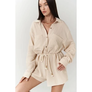 Anetta Bej Müslin Kısa Tulum