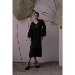 Helen Siyah Müslin Elbise