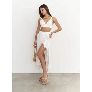 Adelina Beyaz Müslin Crop-Etek Takım