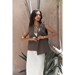 Maysa Nakış Detay Yeşil Yelek