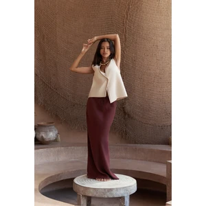 Maysa Nakış Detay Naturel Yelek