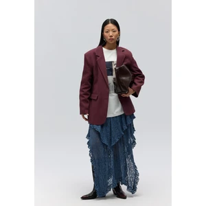 Symi Geniş Kesim Basic Bordo Blazer