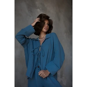 Bali Boncuklu Indigo Müslin Takım