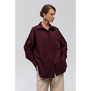 Phoebe Oversize Bordo Gömlek