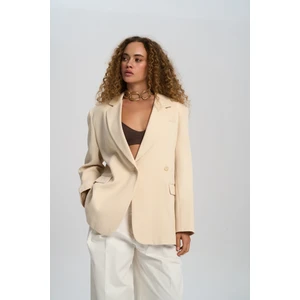 Solara Arkası Düğmeli Naturel Blazer