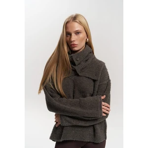 Peoria Boyunluk Detay V Yaka Kahve Triko Kazak