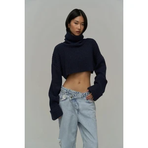 Revue Boğazlı Lacivert Crop Kazak