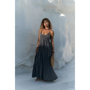 Dozza Askılı Antrasit Uzun Elbise