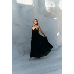 Dozza Askılı Siyah Uzun Elbise