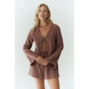 Ferriday Kahve Gömlek Şort Takım