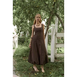 Garda Uzun Kahve Balon Elbise