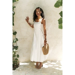 Garda Uzun Ekru Balon Elbise