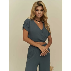 Phuket Antrasit Müslin Crop Takım