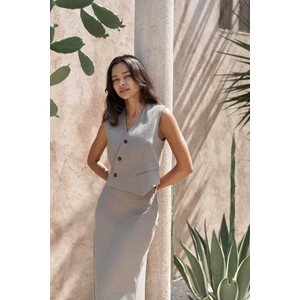 Elod Düğme Detay Füme Yelek