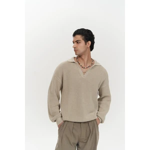 Magnus Polo Yaka Bej Erkek Triko Kazak