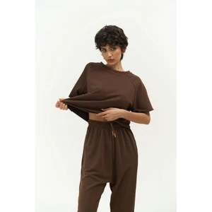 Vero Kahve Crop Eşofman Takım