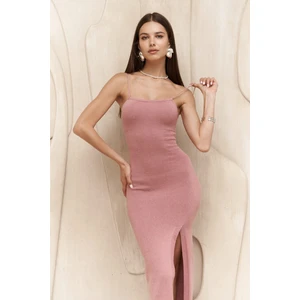 Cintia Sırt Dekolteli Pembe Triko Elbise