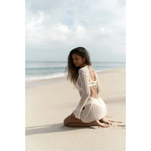 Culebra Sırt Dekolteli Bej Triko Elbise