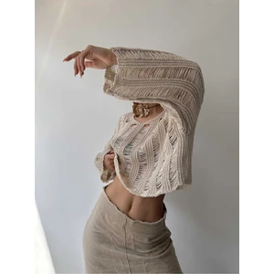 Ajur Bej Organik Triko Crop