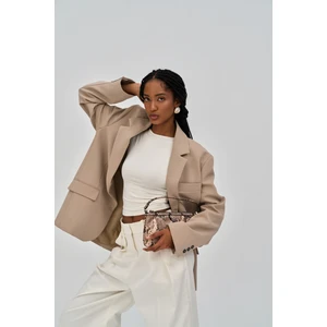 Emma Dikiş Detay Bej Blazer