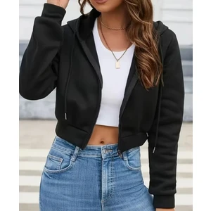 Kapüşonlu Crop Hırka