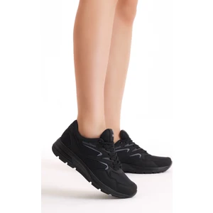 Tonny Black Unisex Siyah Poli Taban Nefes Alabilen Kumaş Bağcıklı Spor Ayakkabı